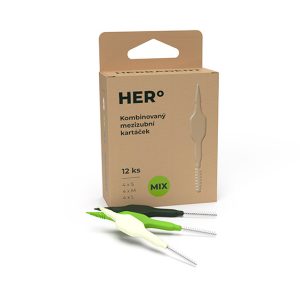 מארז משולב בשלושה גדלים של מברשות בין שיניות דו צדדית בעלת פעולה כפולה.